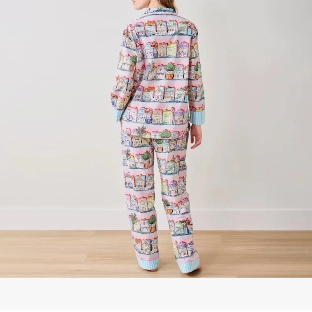 Lenox Pink Multi-Color Printed Cotton Pajama Set - Picture 3 of 3